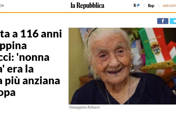 Giuseppina Robucci - najstarsza osoba w Europie